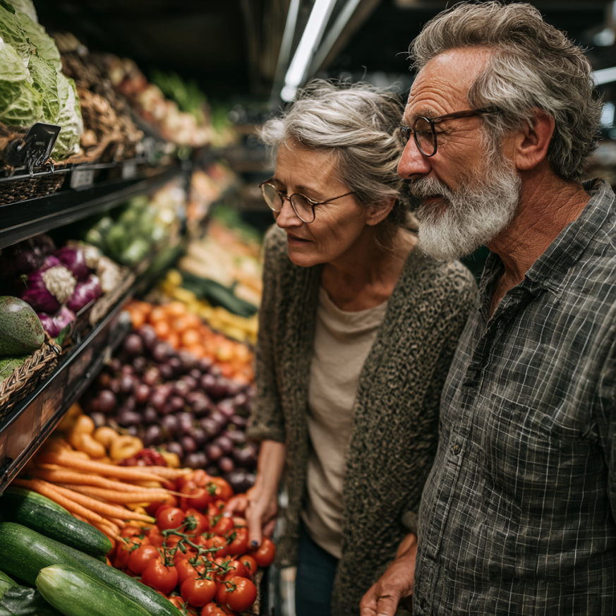 Активні люди похилого віку готують здорову їжу
